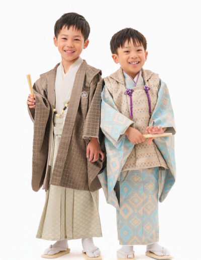 七五三５歳男の子、３歳男の子兄弟ショット