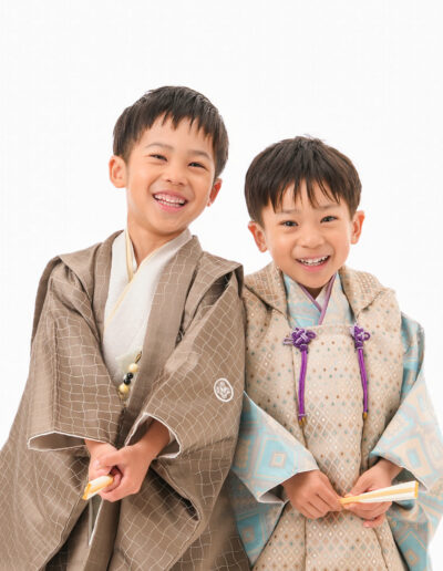 七五三5歳男の子、3歳男の子兄弟ショット